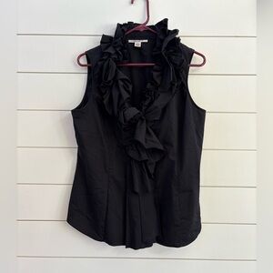 Katherine Barclay Black Ruffled Blouse